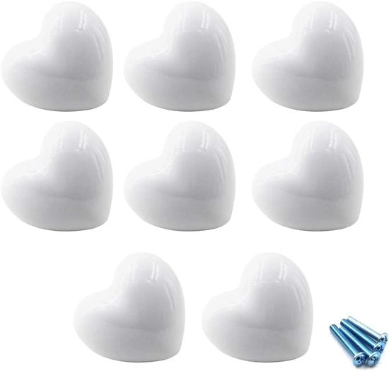 Ladro in ceramica con maniglie - manopole a forma di cuore per cucina e cameretta - 8 pezzi