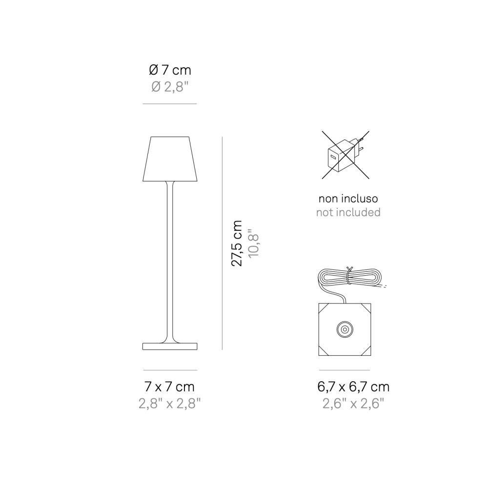 Lampada a led da tavolo Poldina Pro Micro Cromo Lucido ricaricabile e dimmerabile con batteria fino a 12 ore
