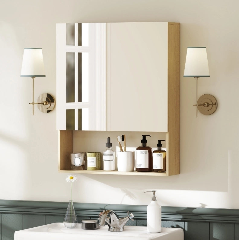 Mobile bagno con specchio e mensola aperta