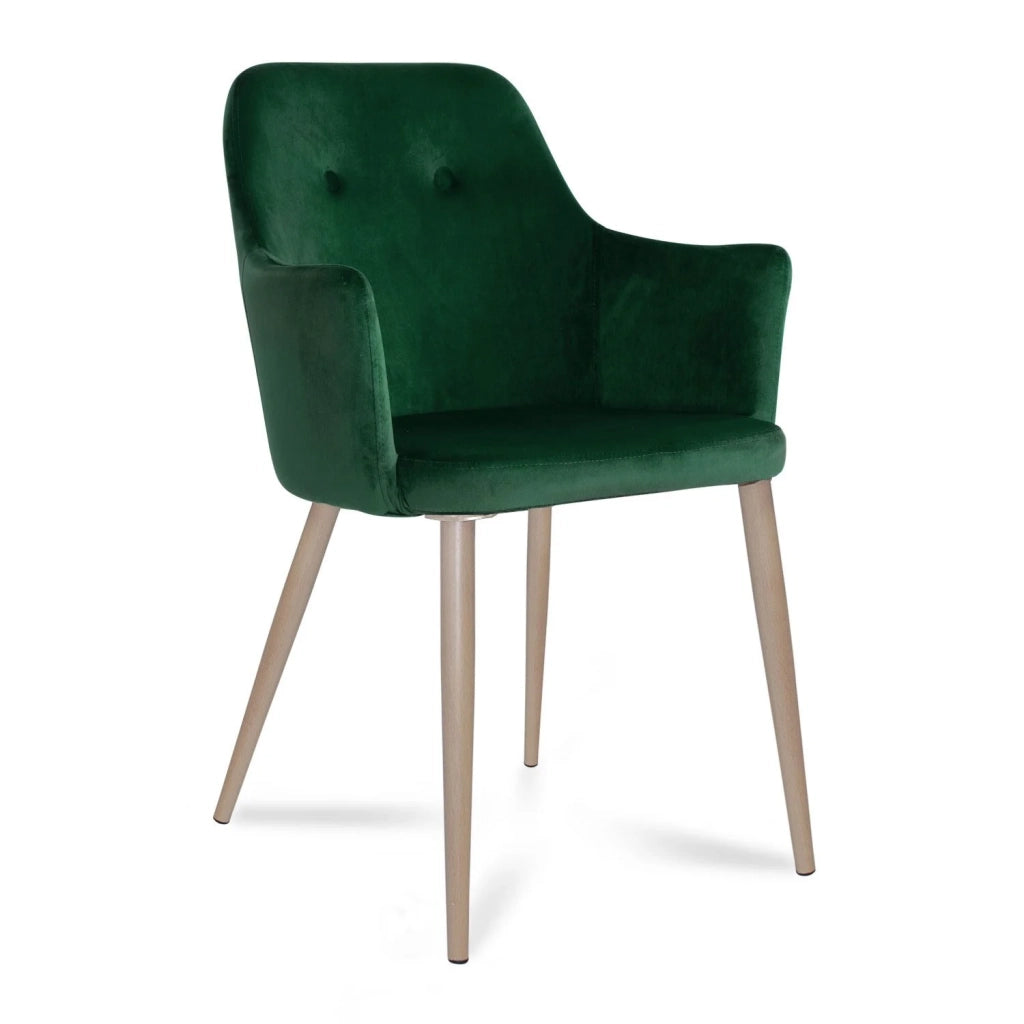 LÚZETE - POLTRONA GUNNAR DI VELLUTO VERDE GAMBE DI COLORE NATURALE