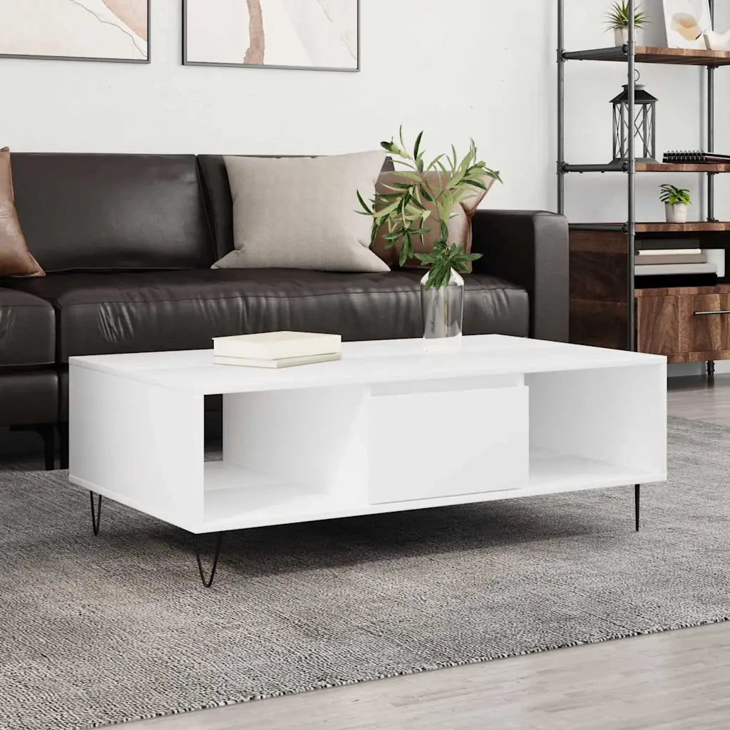 Tavolino da salotto | Tavolino da caff¨¨ | Tavolino da Soggiorno Bianco 104x60x35 cm in Legno Multistrato
