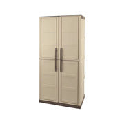 Armadio portascope da esterno o Ipno, Mobile a 2 ante e 3 ripiani in polipropilene, 100% Made in Italy, cm 70x39h165, colore Beige