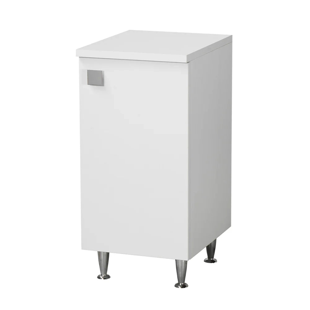 Mobiletto Base 1 Anta Destra Bianco Frassinato | Armadietto Multiuso con Piedini in Metallo | Profondità 50 cm | Già Assemblato per Bagno, Lavanderia, Ingresso