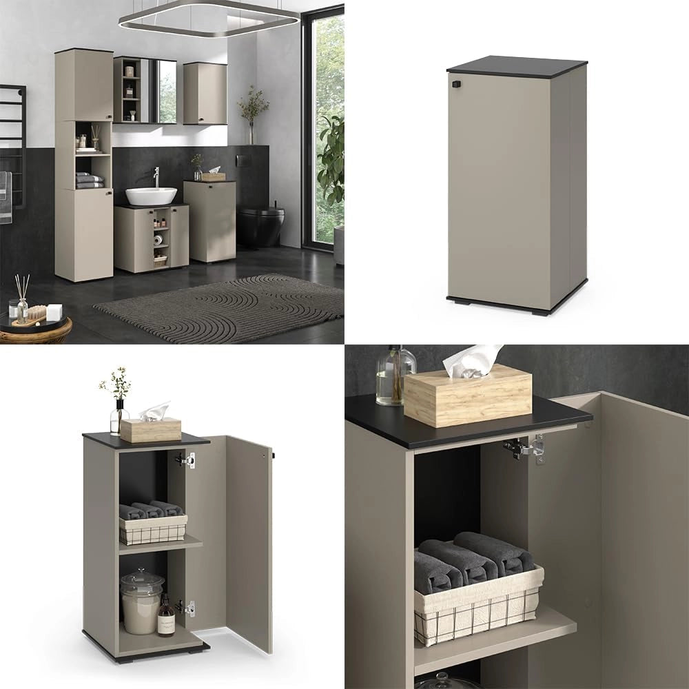 Mobiletto midi Joli, Grigio, 37 x 78 cm, adatto al montaggio a parete per riporre accessori da bagno