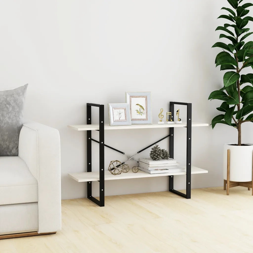 Libreria a 2 Ripiani Bianca 100x30x70 cm in Massello di Pino 806473