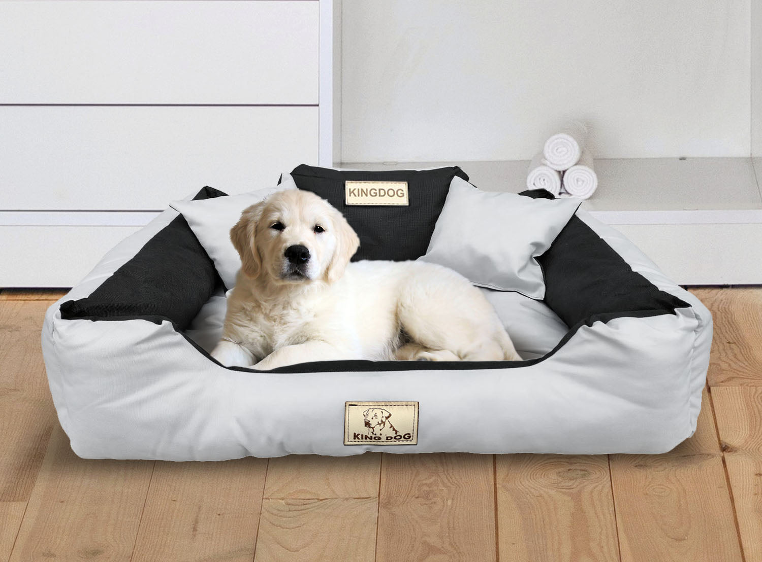 AIO FACTORY 130x105 cm KINGDOG Cuccia per cani impermeabile personalizzabile grigio chiaro