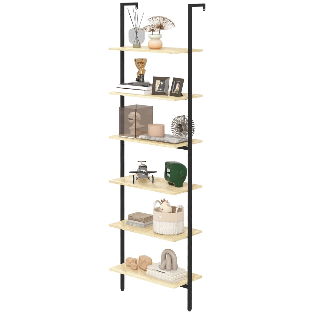 Libreria scala stile industriale ¨C Xylo ¨C 6 ripiani metallo nero legno naturale 60x30x206