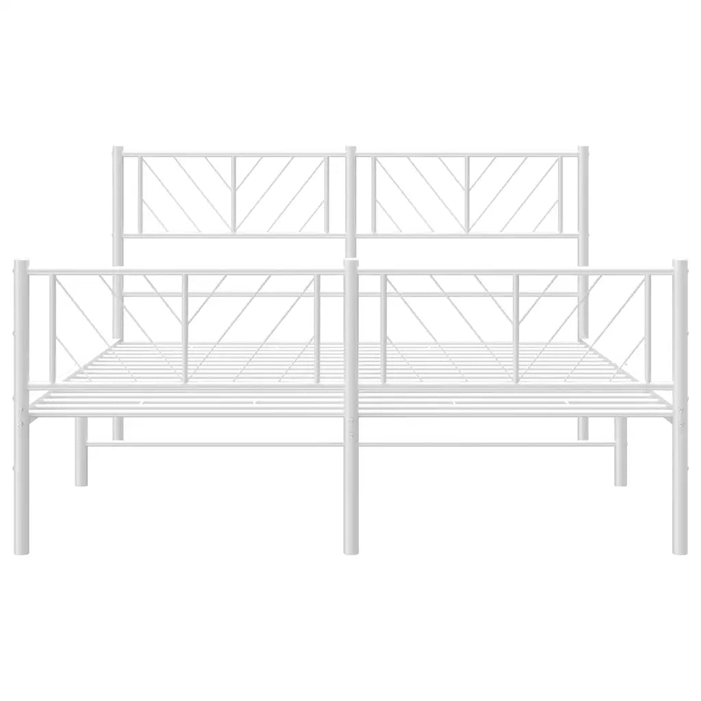 Giroletto con Testiera e Pediera Metallo Bianco 150x200 cm 372248