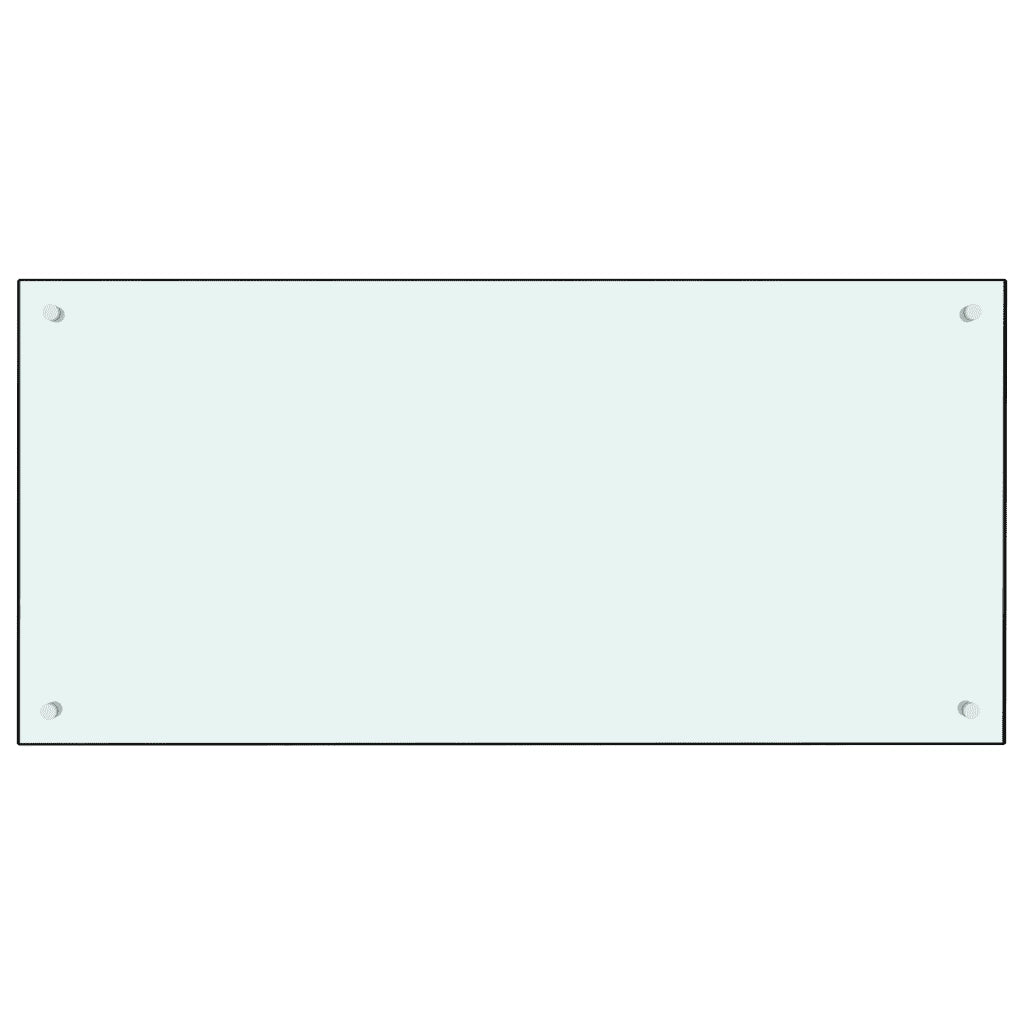 Paraschizzi da cucina con protezione antispruzzo design moderno 100 x 50 cm vetro temperato bianco 02_0046326