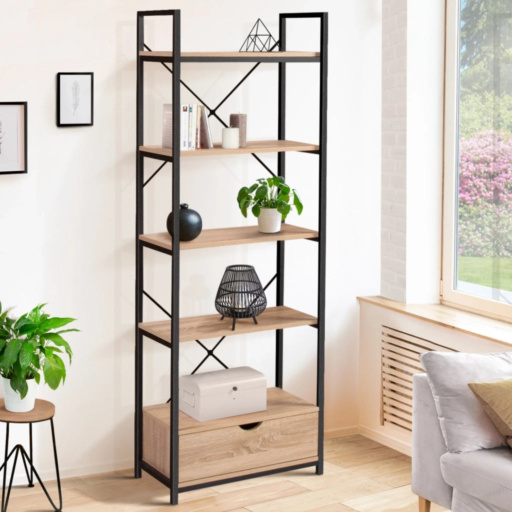 IDMarket - Scaffale a 5 livelli con cassetto DETROIT design industriale