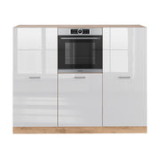 Vicco Cucine componibili piccole Bianco lucido/oro power oak 180 cm senza piano di lavoro