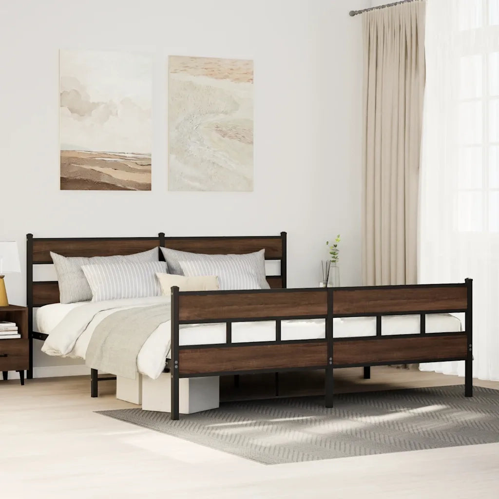 vidaXL Giroletto senza Materaso in Metallo Rovere Marrone 200x200 cm