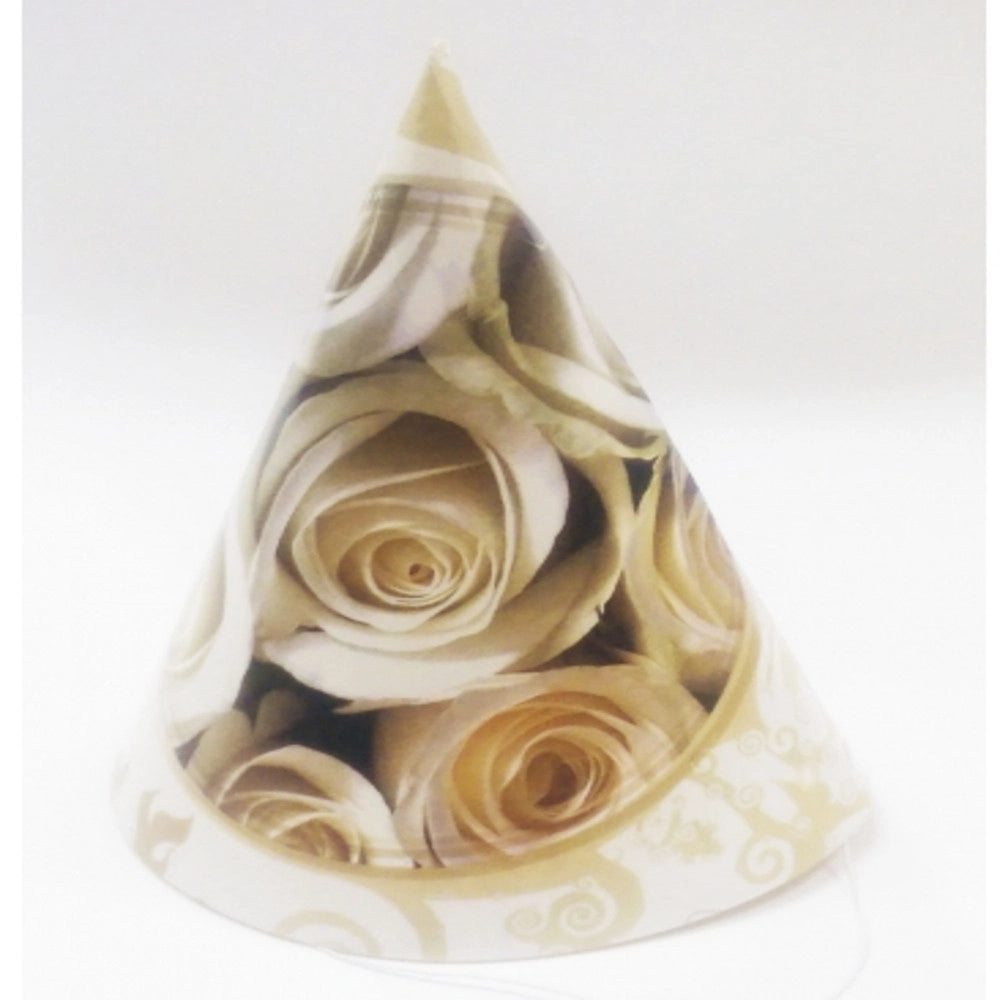 Trade Shop - 72 Cappello Cappelli Di Carta Cono Feste Rose Bianco Cappellino Monouso Party -