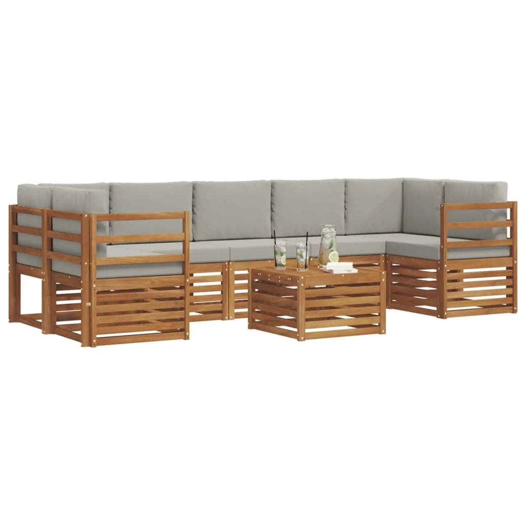 Set di divani da esterno 8 pcs Grigio Naturale e Chiaro 3374511