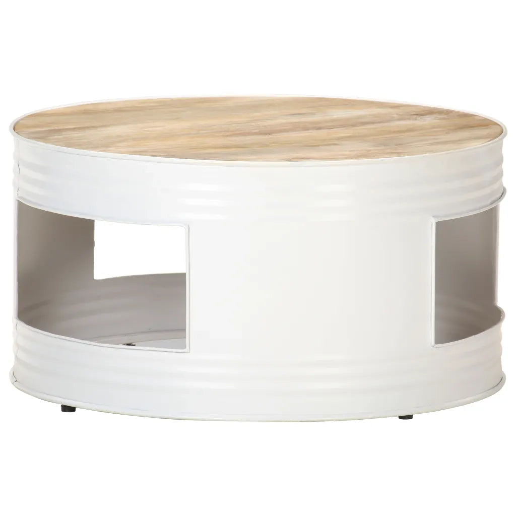 Tavolino da CaffÃ¨ Bianco 68x68x36 cm in Legno Massello di Mango cod mxl 57232