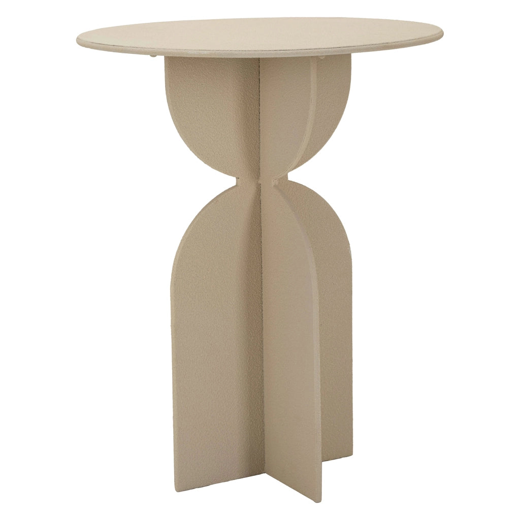 Fanotalo, Tavolino da Salotto Forma Rotondo, 45x45x58h cm Bianco Crema