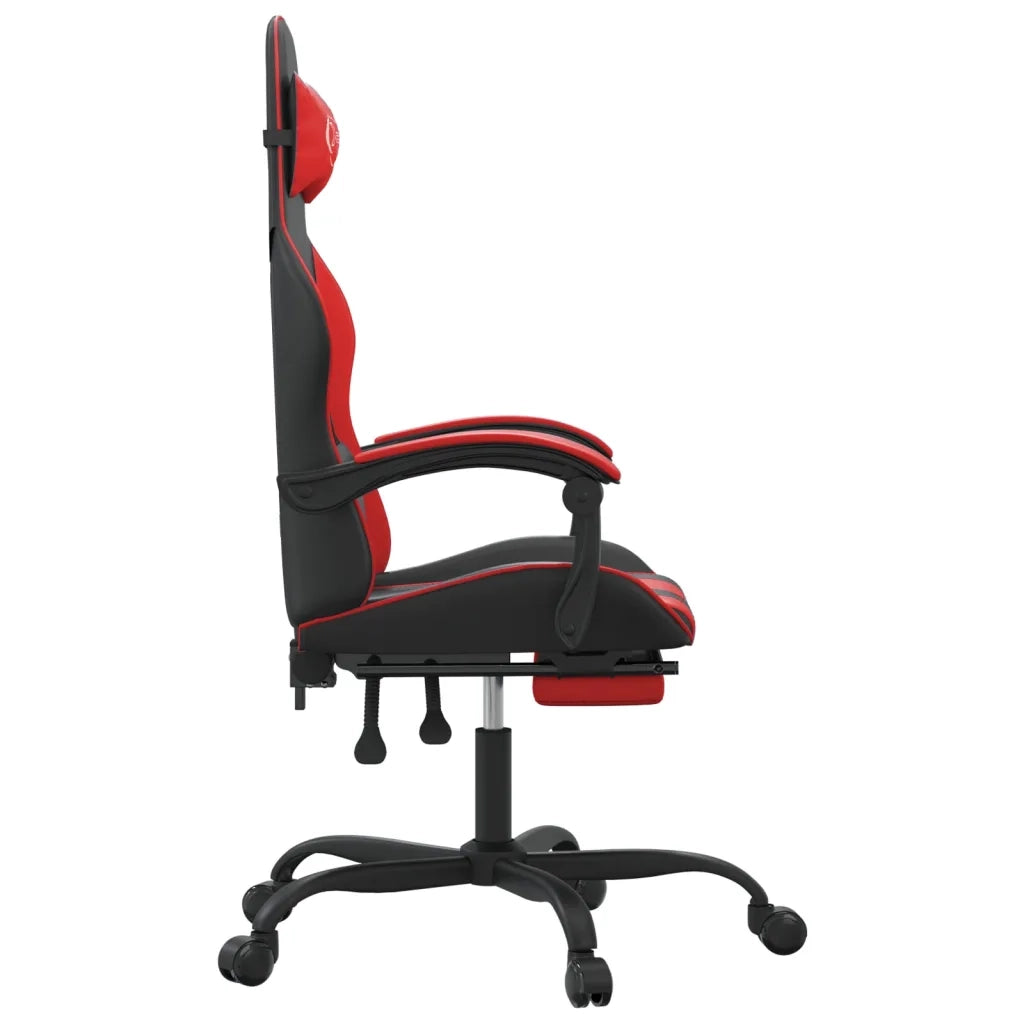 Sedia da Gaming con Poggiapiedi Nero e Rosso in Similpelle cod mxl 72791