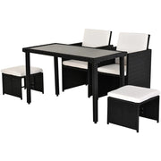 Set da pranzo in polyrattan, 11 pezzi, set da giardino con cuscini, nero, resistente alle intemperie ed elegante per giardino e patio.
