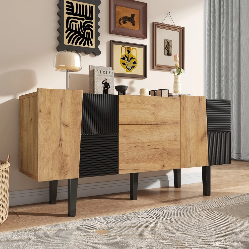 Mobile TV con Vano Contenitore ¨C MINIMAL ¨C Legno Massello, Supporto per TV 60 Pollici