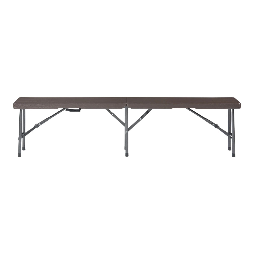 Set di 2 panche da campeggio pieghevoli 180 x 25 x 43 cm effetto legno marrone scuro 03_0009598