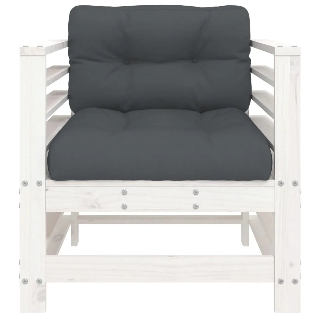 Sedia da patio-Sedie da Giardino con Cuscini 2pz Legno Massello di Pino Bianco 868446