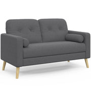 IDMarket - CLAIRE Divano scandinavo dritto a 2 posti in tessuto grigio antracite