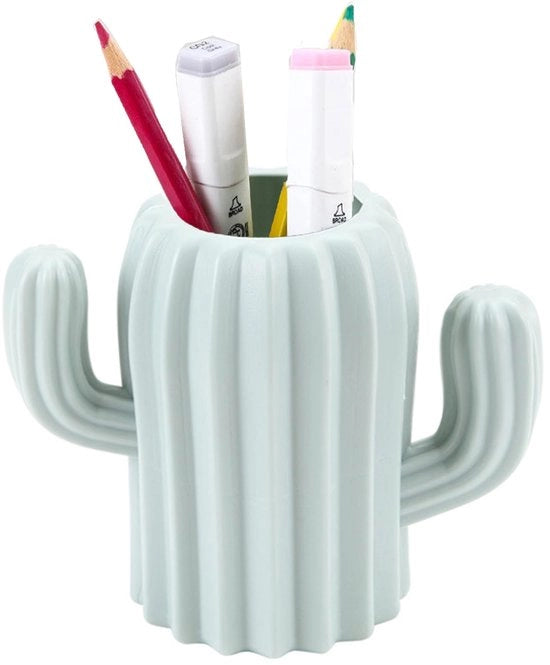 Penne cactus in plastica per ufficio, accessorio per scrivania, decorativo per bagno (verde)