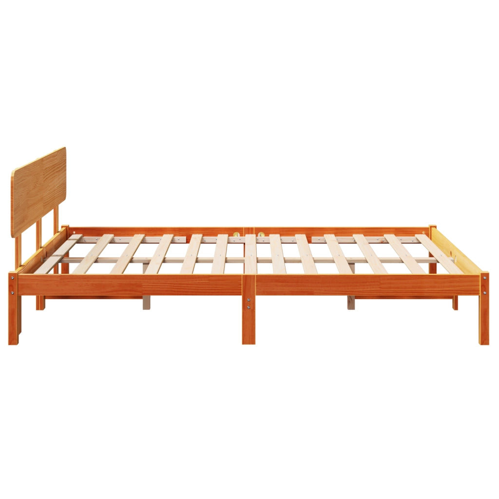 Struttura Letto con Testata Marrone Cerato 200x200 cm Legno Massello di Pino