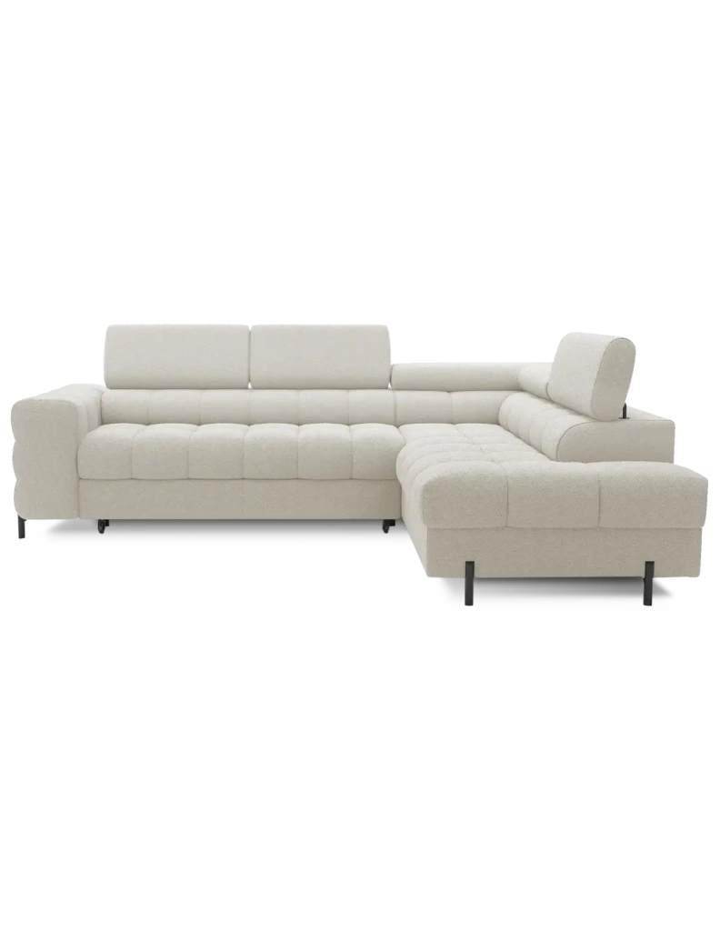 Divano FERRUM Beige chiaro convertibile 5 posti angolo destro con contenitore 276x93x200cm