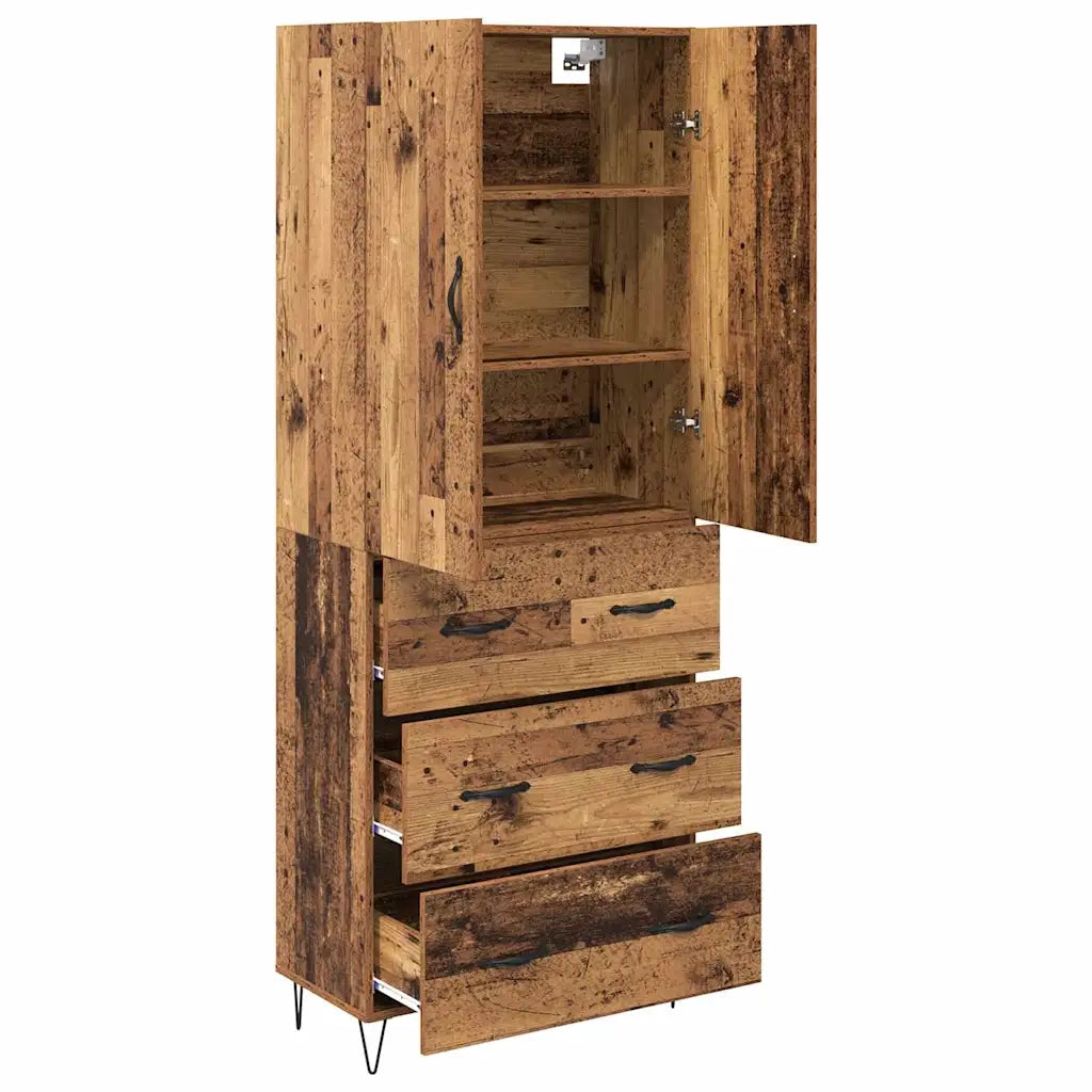 Credenza con cassetto 2 pz | Madia | Buffet da pranzo | Armadio da pranzo Legno vecchio Legno multistrato