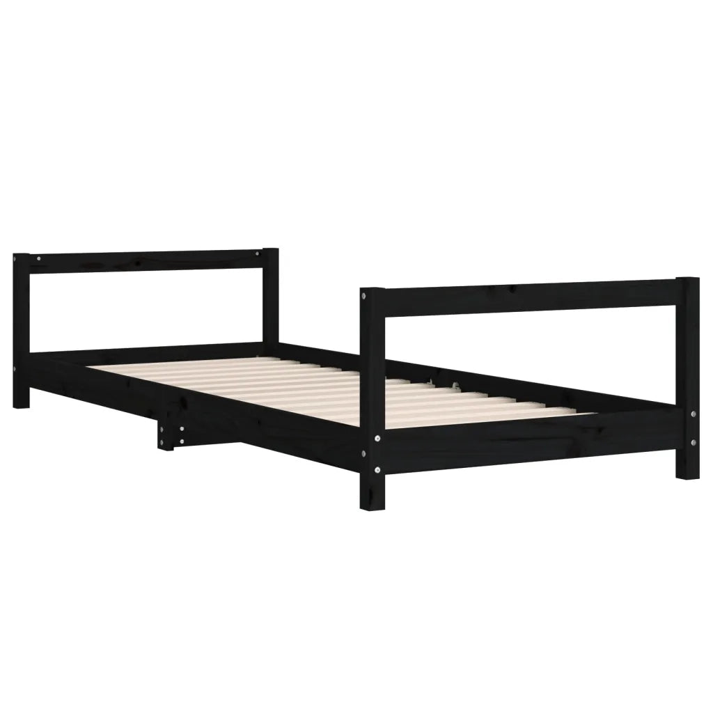 Giroletto per Bambini | Letto Infantile | Lettino Nero 90x200 cm in Legno Massello di Pino