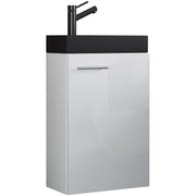 LineaViva di Ezooza Mobile Sospeso con lavabo in ceramica di alta qualità, Bianco , lavabo Nero