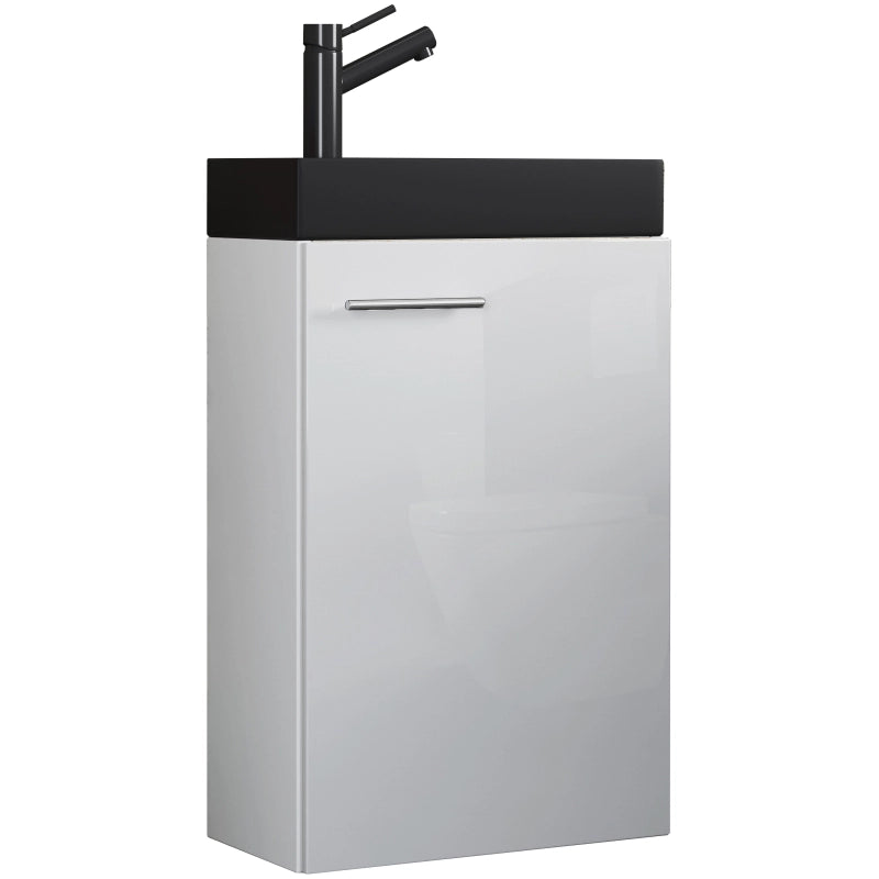 LineaViva di Ezooza Mobile Sospeso con lavabo in ceramica di alta qualità, Bianco , lavabo Nero