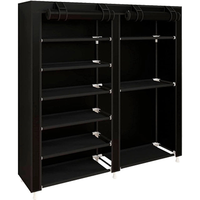 Armadio Scarpiera in tessuto per stivali e escarpe con anta con cerniera 110x120x30 cm (Nero)