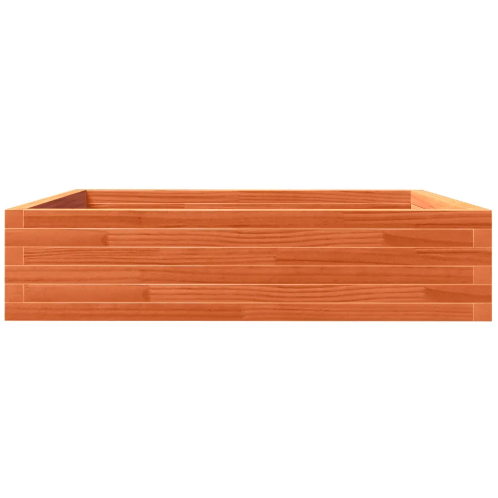 Fioriera | Cassetta per fiori | Vaso Giardino Marrone Cera 100x100x23 Legno Massello Pino