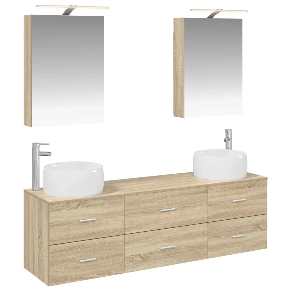 Set di mobili per il bagno 5 pcs Rovere Sonoma 3406993