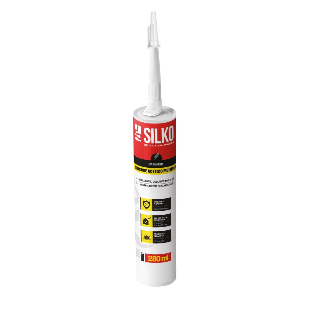 SILICONE MULTIUSO TRASPARENTE A BASE ACETICA SILKO - 280 ML - TRASPARENTE  - SIL