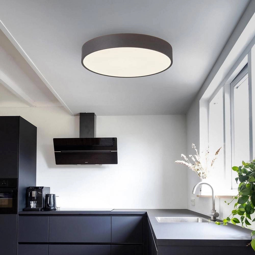Trade Shop - Plafoniera Moderna Tonda Led 65w Cct 3000k 4000k Lampada Soffitto Muro Luce 60cm - Nero