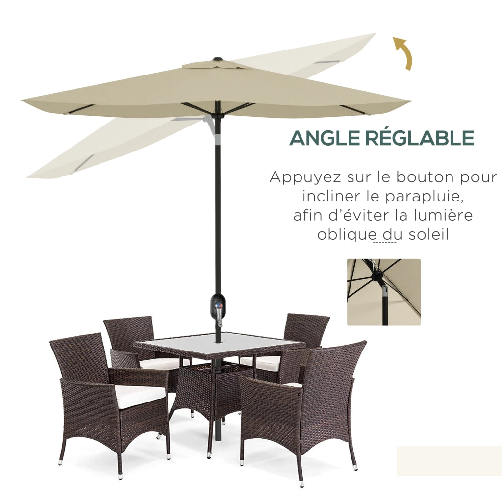 Parasole rettangolare inclinabile 2x3 m ¨C zephmum ¨C crema