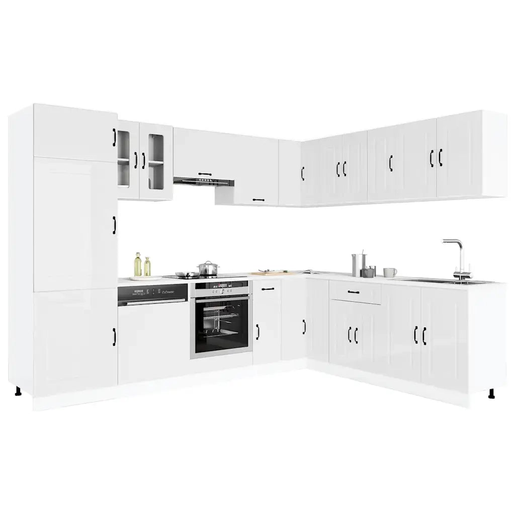 Set Mobili da Cucina 14 pz Kalmar Bianchi Lucido in Truciolato 3314973