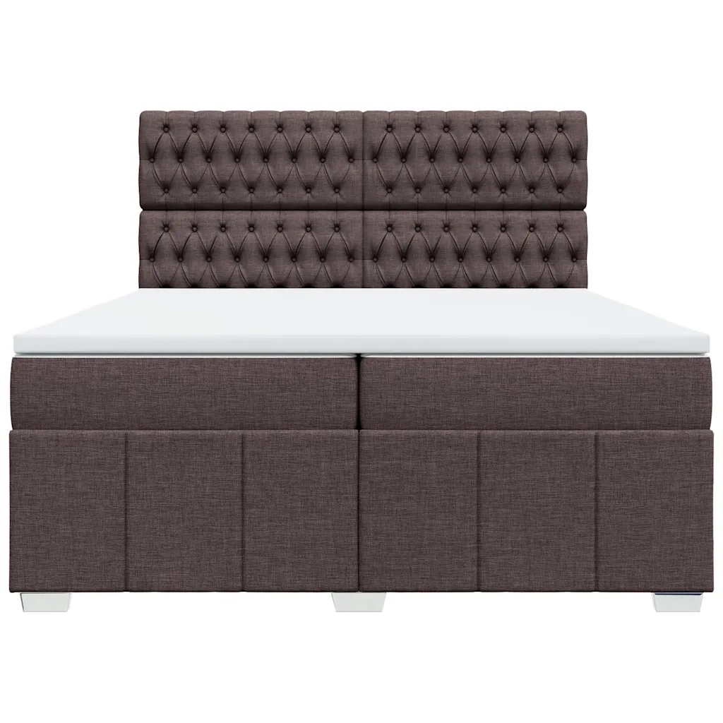 Giroletto a Molle con Materasso Marrone Scuro 200x200cm Tessuto