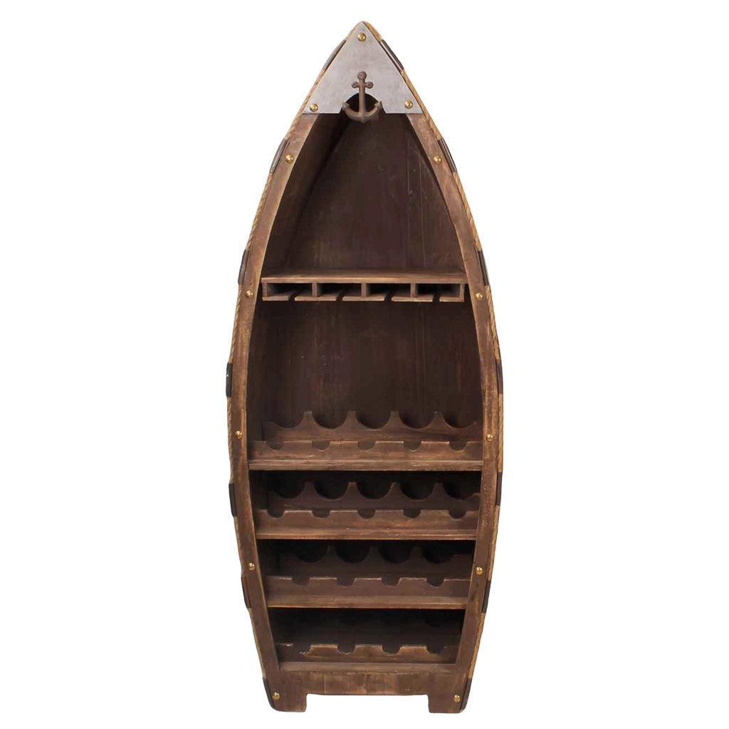 Portabottiglie in legno e metallo marrone 61x31x154h cm