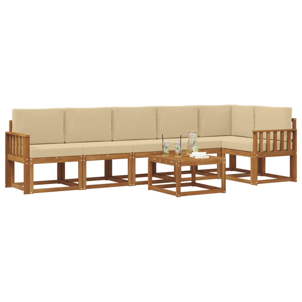 Set di divani da esterno con cuscino 7 pcs Naturale e Beige