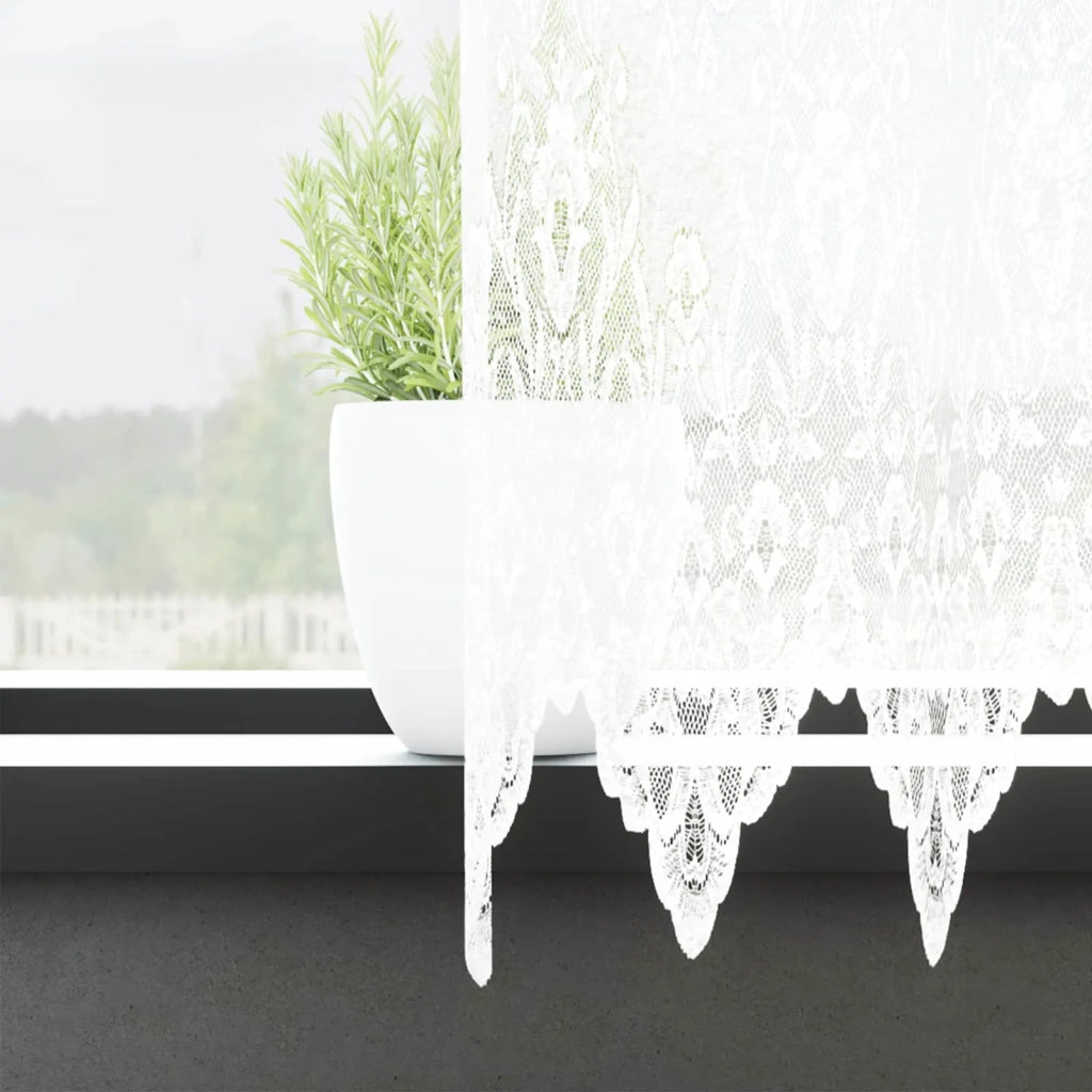Tenda in Pizzo con tende Bianco 120 x 750 cm Poliestere 4107828