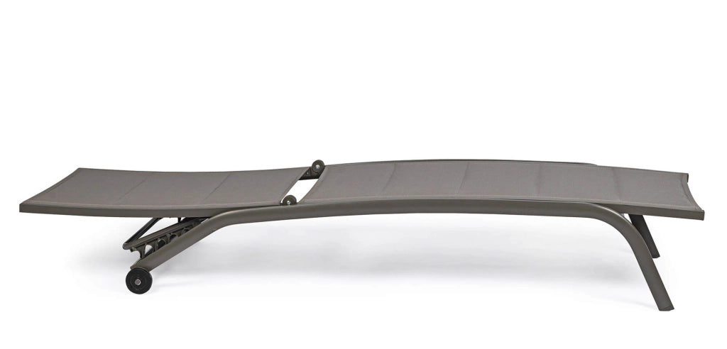 Lettino Prendisole da Giardino 61x192x96 cm con Ruote in Alluminio Tortora