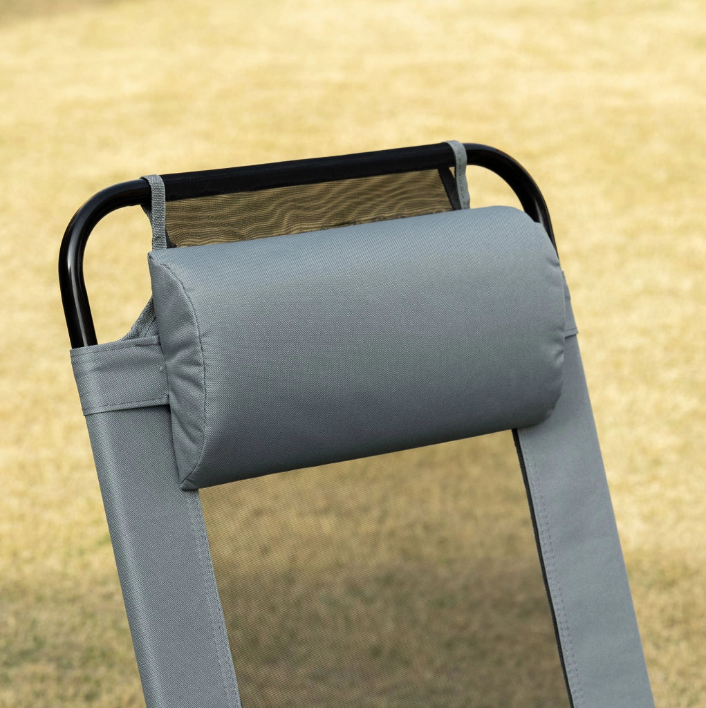 Set 2 sedie pieghevoli da giardino con schienale regolabile a 5 posizioni; grigio
