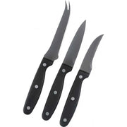Set 3 Coltelli Cucina Multiuso Carne Bistecca Pesce in Acciaio Inox Nero Alpina
