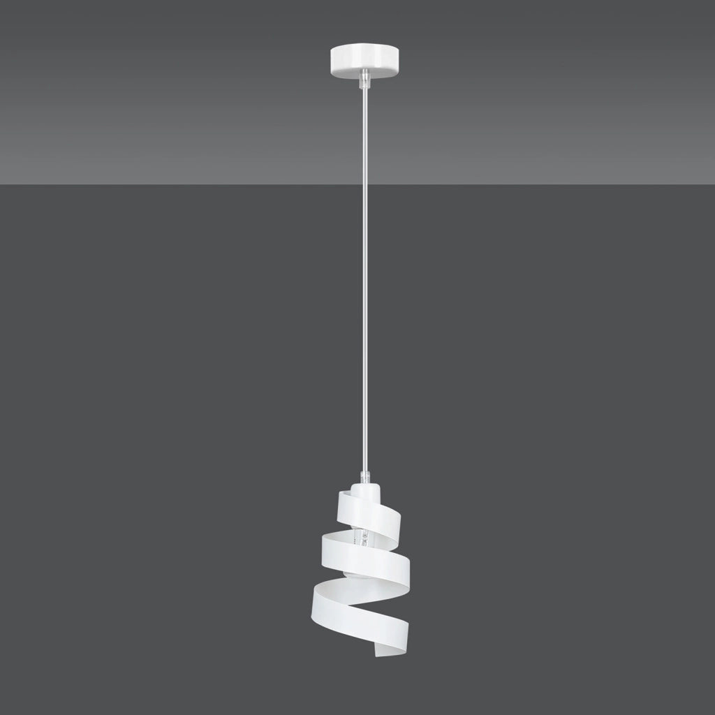 Sospensione Moderna 1 Luce Tristano In Acciaio Bianco Con Fasce A Spirale