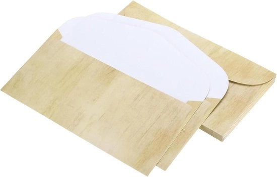 Set di 25 buste vintage con carta vecchia luce marrone per lettere, inviti, matrimoni - 22 x 11 cm