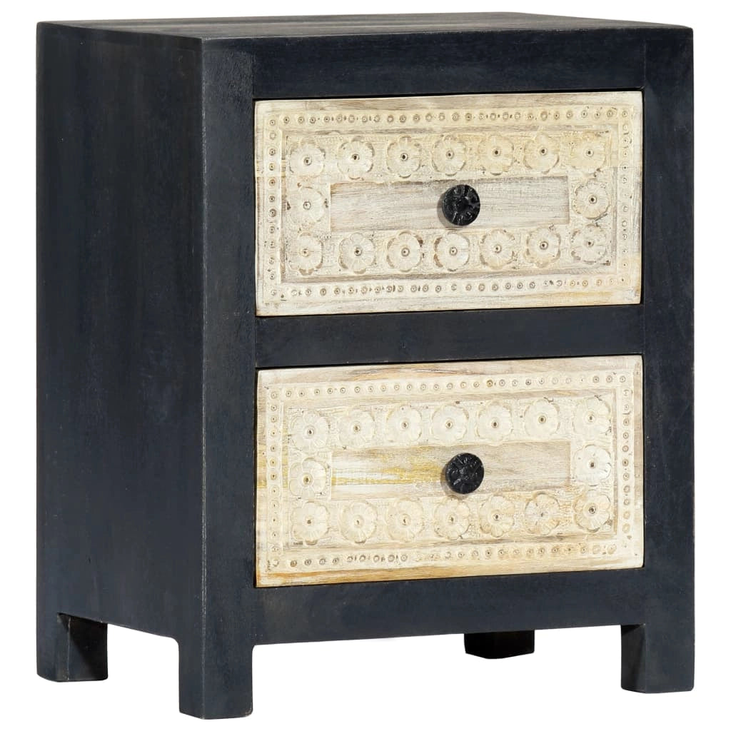 Comodino/cassettiera/armadio/mobile per camera da letto in legno di mango grigio intagliato a mano 40x30x50 cm 1402036